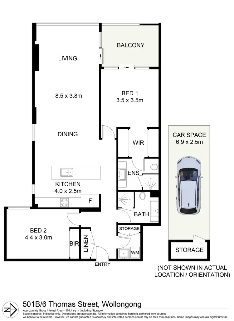 Floorplan of Homely unit listing, 501/6B Thomas Street, Wollongong NSW 2500