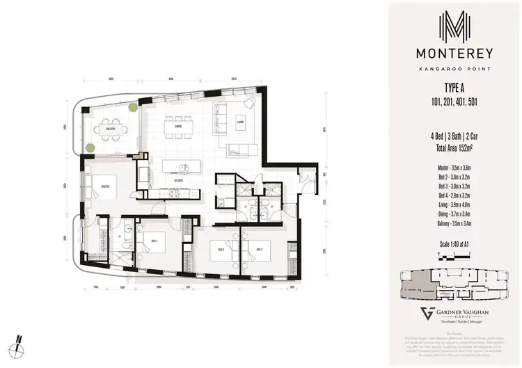 Floorplan of Homely apartment listing, 401/9 Lambert Street, Kangaroo Point QLD 4169
