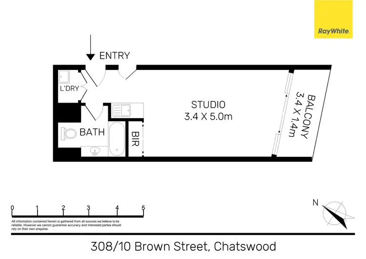 Floorplan of Homely studio listing, 308/10 Brown Street, Chatswood NSW 2067