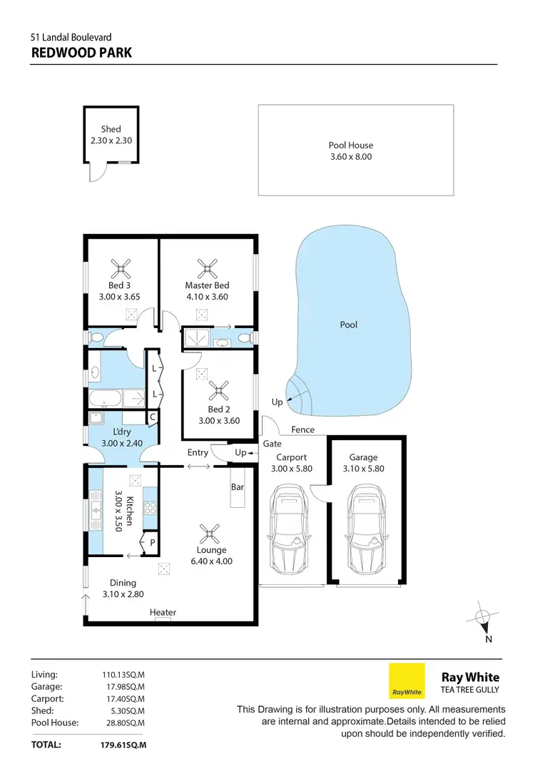 Floorplan of Homely house listing, 51 Landal Boulevard, Redwood Park SA 5097