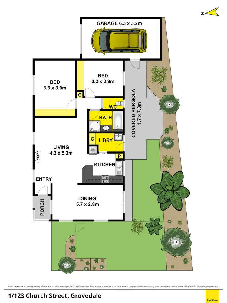Floorplan of Homely townhouse listing, 1/123 Church Street, Grovedale VIC 3216