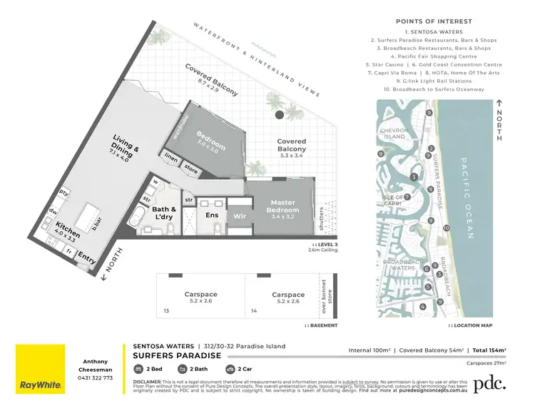 Floorplan of Homely apartment listing, 312/30-32 Paradise Island, Surfers Paradise QLD 4217