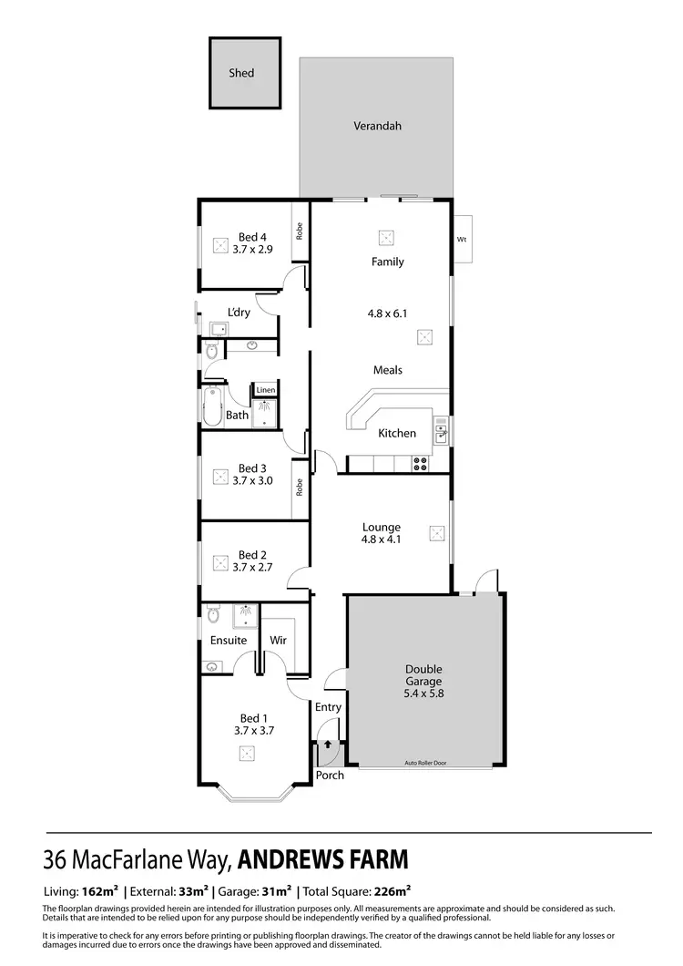 Floorplan of Homely house listing, 36 Macfarlane Way, Andrews Farm SA 5114
