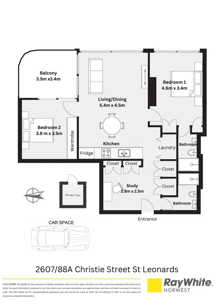Floorplan of Homely apartment listing, 2607/88A Christie Street, St Leonards NSW 2065
