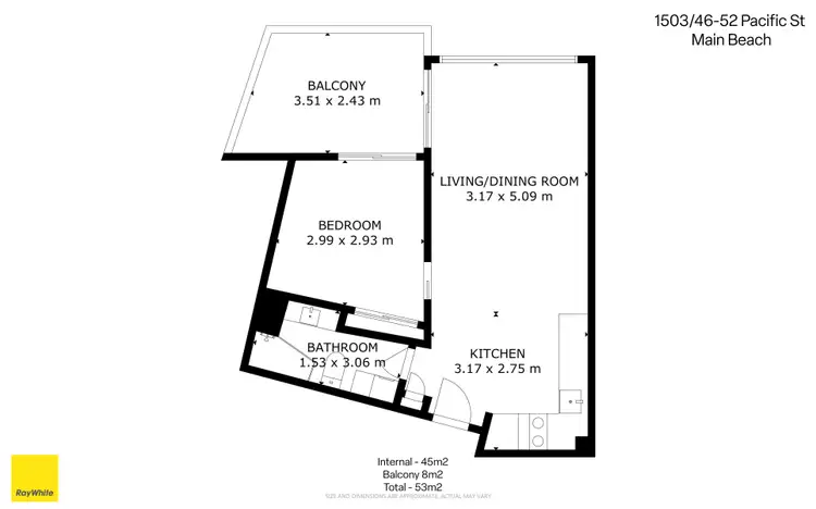 Floorplan of Homely unit listing, 1503/46-52 Pacific Street, Main Beach QLD 4217