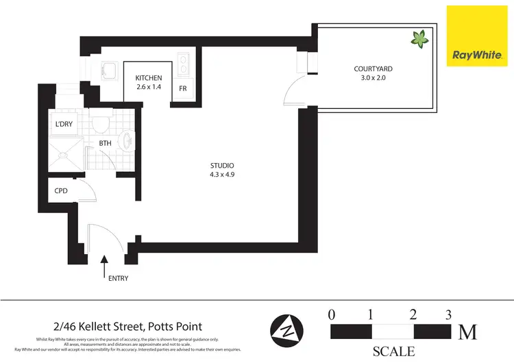 Floorplan of Homely studio listing, 2/46 Kellett Street, Potts Point NSW 2011