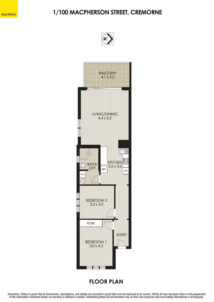 Floorplan of Homely apartment listing, 1/100 Macpherson Street, Cremorne NSW 2090