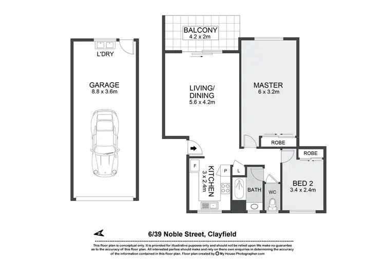 Floorplan of Homely unit listing, 6/39 Noble Street, Clayfield QLD 4011
