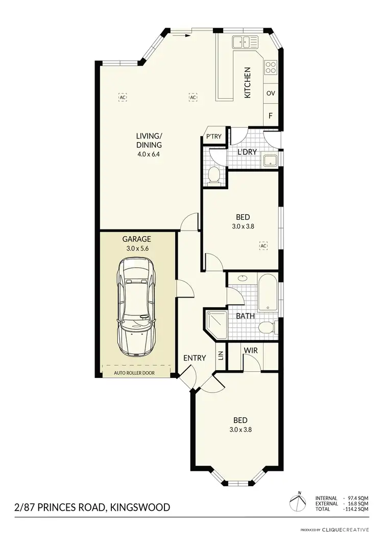 Floorplan of Homely unit listing, 2/87 Princes Road, Kingswood SA 5062