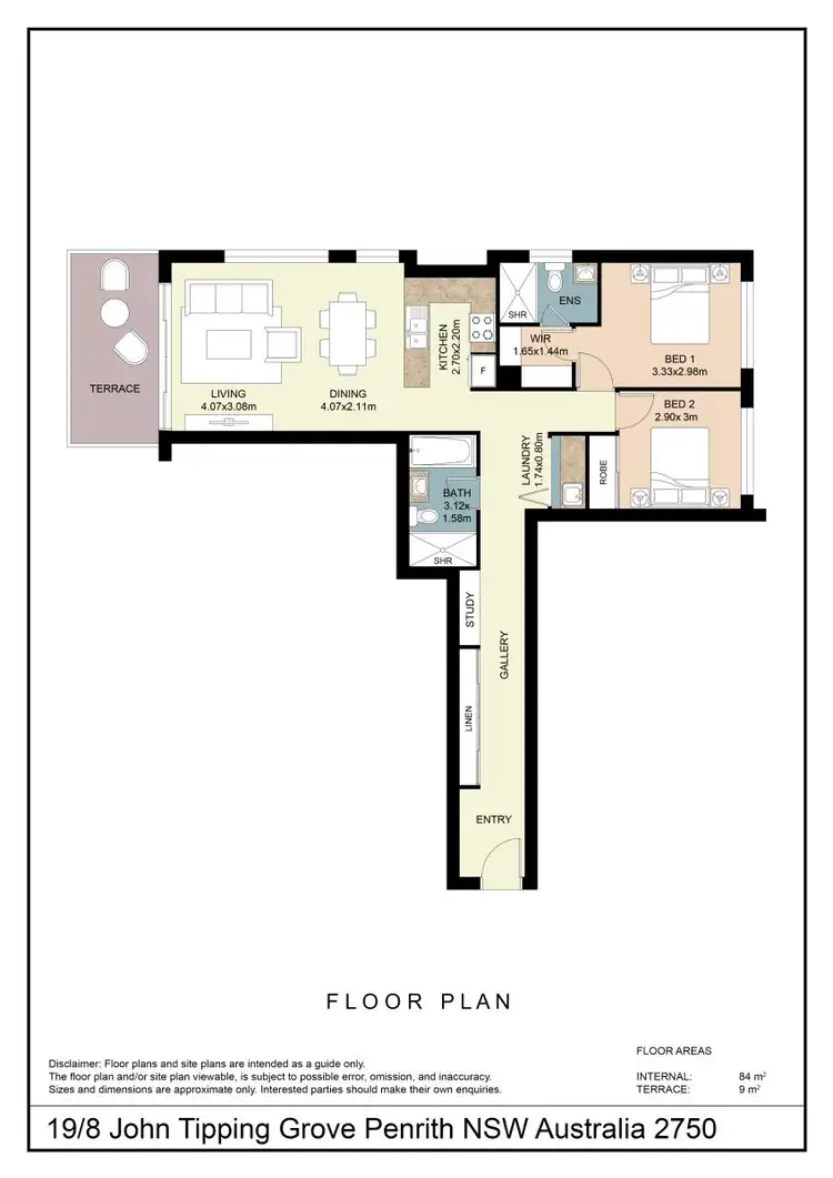 Floorplan of Homely unit listing, 19/8 John Tipping Grove, Penrith NSW 2750