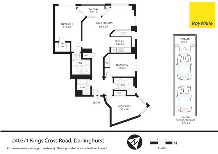Floorplan of Homely apartment listing, 2403/1 Kings Cross Road, Darlinghurst NSW 2010