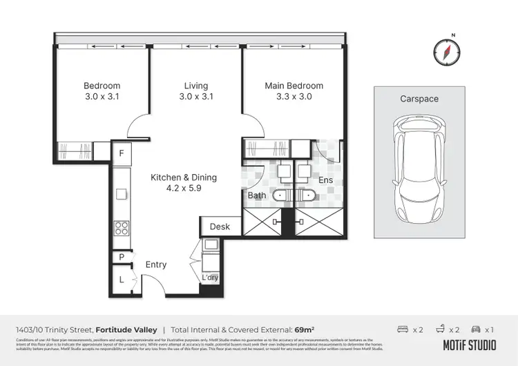 Floorplan of Homely apartment listing, 1403/10 TRINITY Street, Fortitude Valley QLD 4006