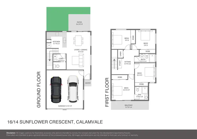 Floorplan of Homely townhouse listing, 16/14 Sunflower Crescent, Calamvale QLD 4116