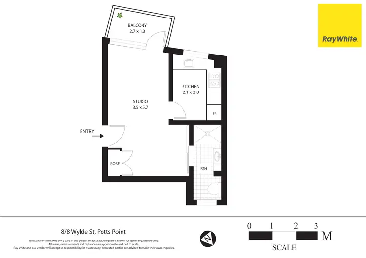 Floorplan of Homely studio listing, 8/8 Wylde Street, Potts Point NSW 2011