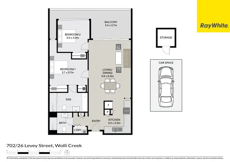 Floorplan of Homely apartment listing, 702/26 Levey Street, Wolli Creek NSW 2205