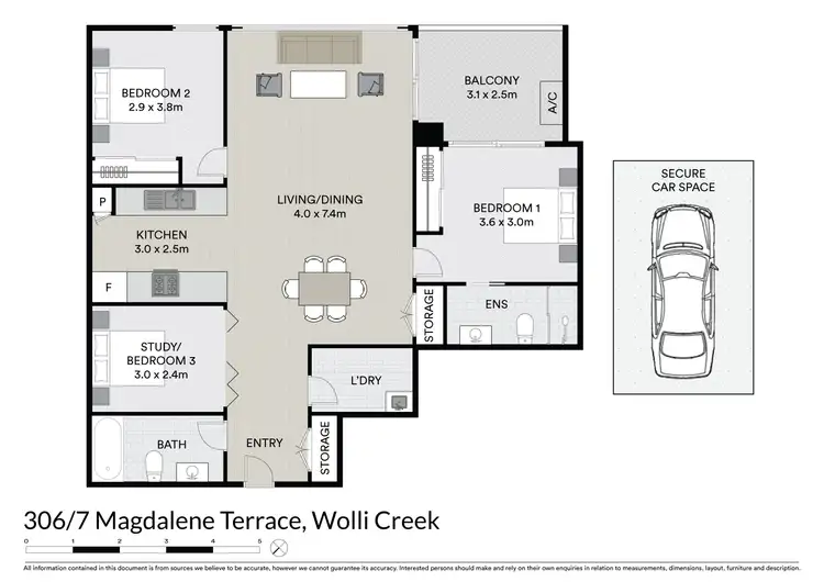Floorplan of Homely apartment listing, 306/7 Magdalene Terrace, Wolli Creek NSW 2205