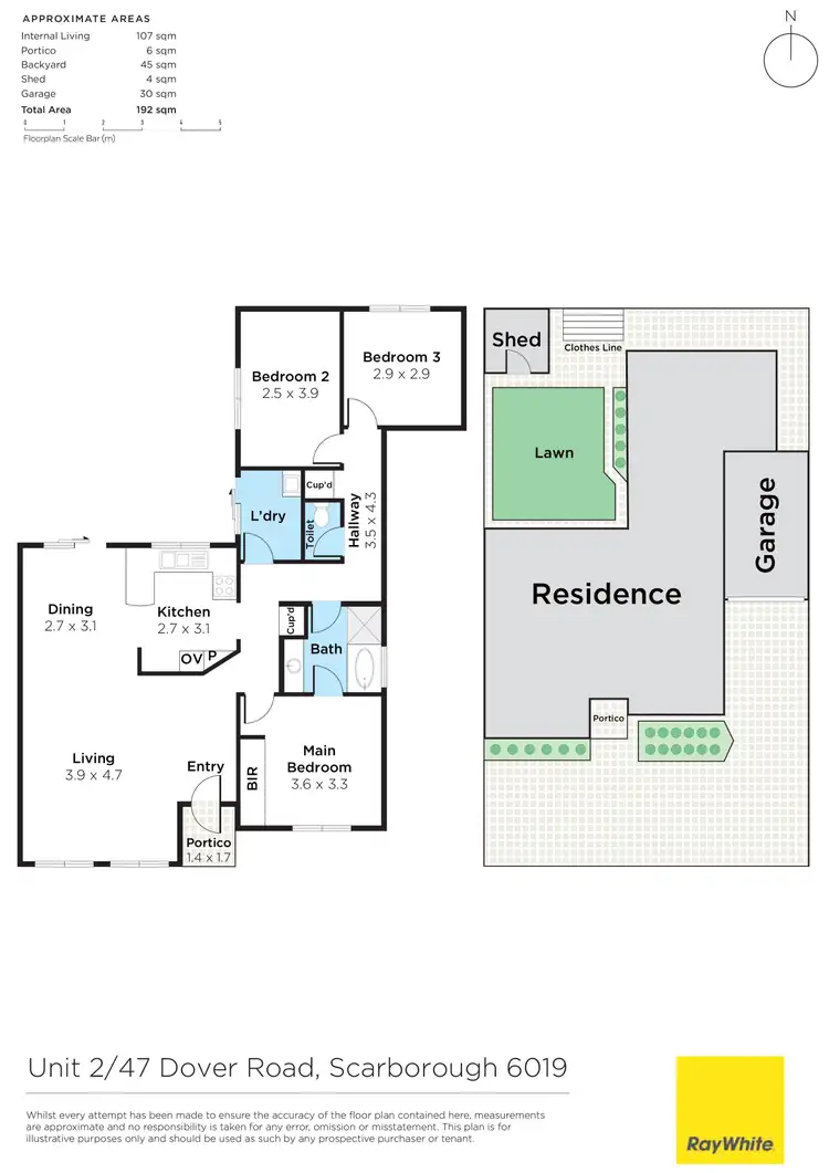 Floorplan of Homely villa listing, 2/47 Dover Road, Scarborough WA 6019
