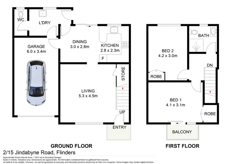 Floorplan of Homely townhouse listing, 2/15 Jindabyne Road, Flinders NSW 2529