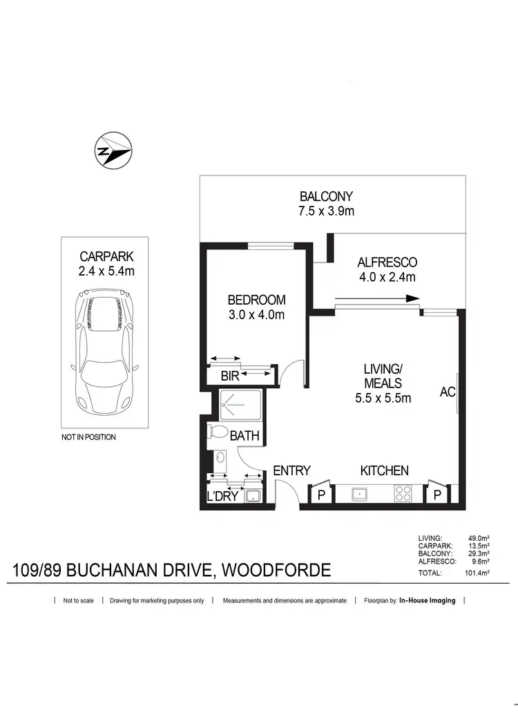 Floorplan of Homely apartment listing, 109/89 Buchanan Drive, Woodforde SA 5072