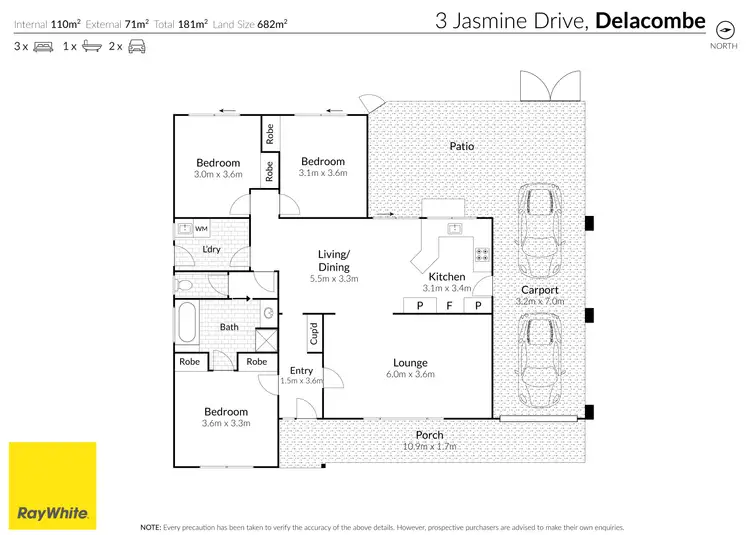Floorplan of Homely house listing, 3 Jasmine Drive, Delacombe VIC 3356