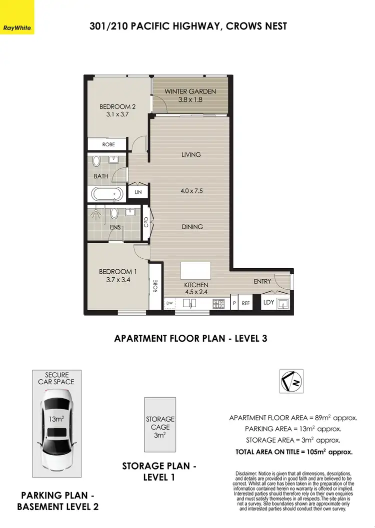 Floorplan of Homely apartment listing, 301/210 Pacific Highway, Crows Nest NSW 2065