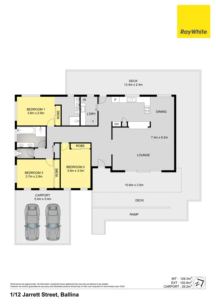 Floorplan of Homely semi-detached listing, 1/12 Jarrett Street, Ballina NSW 2478