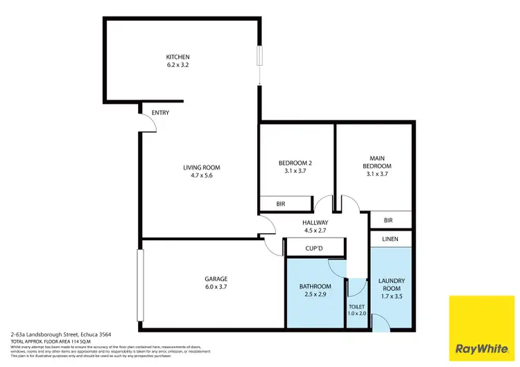 Floorplan of Homely unit listing, 2/63A Landsborough Street, Echuca VIC 3564