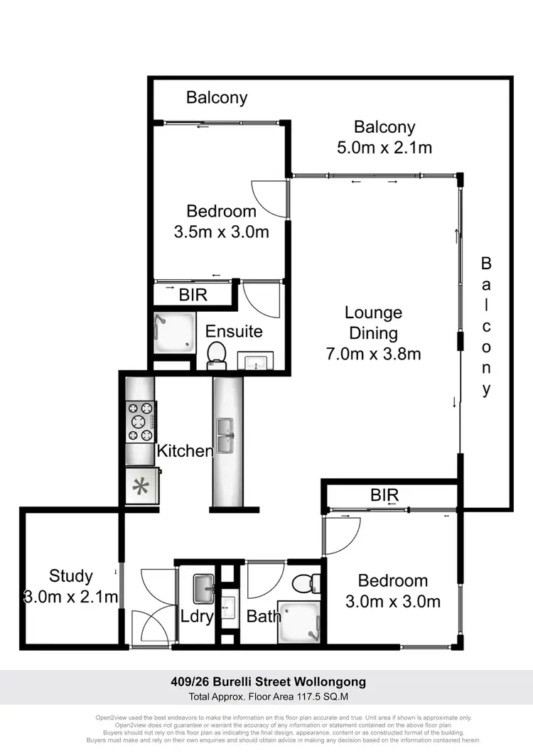 Floorplan of Homely unit listing, 409/26 Burelli Street, Wollongong NSW 2500