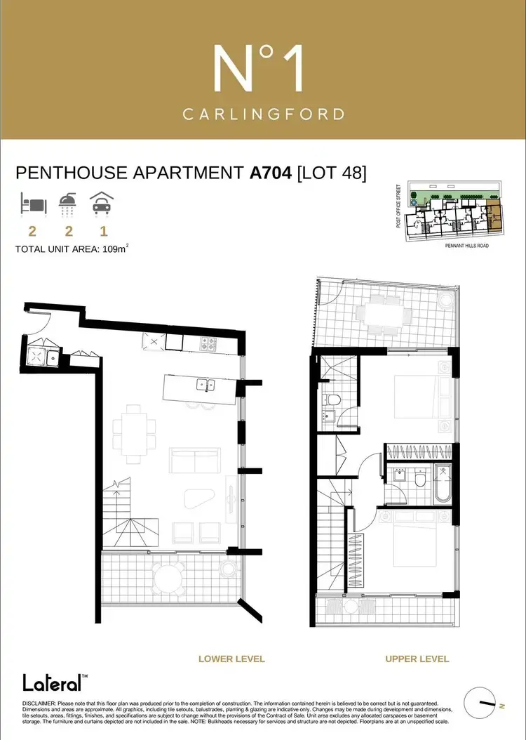 Floorplan of Homely apartment listing, 704/1 Post Office Street, Carlingford NSW 2118