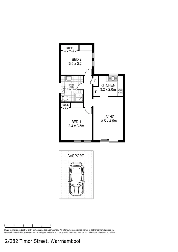 Floorplan of Homely apartment listing, 2/282 Timor Street, Warrnambool VIC 3280