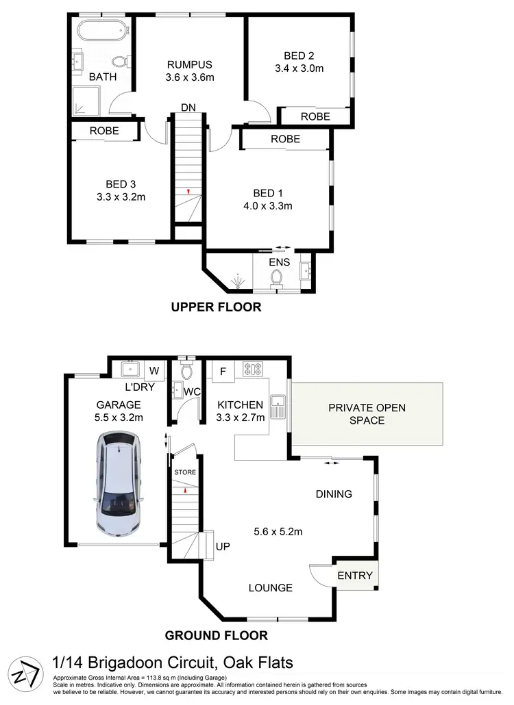 Floorplan of Homely townhouse listing, 1/14 Brigadoon Circuit, Oak Flats NSW 2529