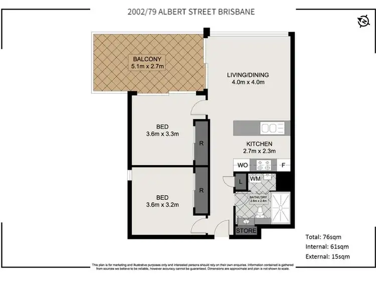 Floorplan of Homely apartment listing, 2002/79 Albert Street, Brisbane City QLD 4000
