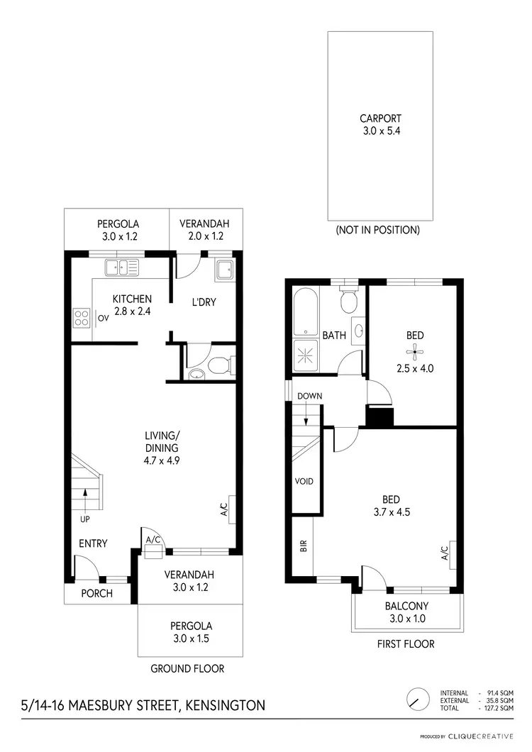 Floorplan of Homely townhouse listing, 5/14-16 Maesbury Street, Kensington SA 5068