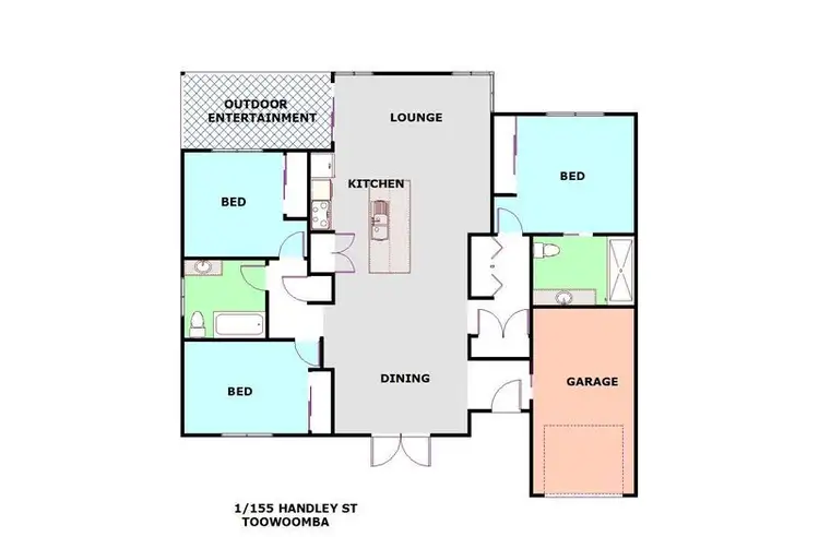 Floorplan of Homely unit listing, 1/155 Handley Street, Darling Heights QLD 4350