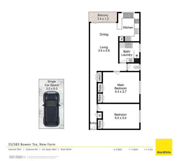 Floorplan of Homely apartment listing, 15/383 Bowen Terrace, New Farm QLD 4005