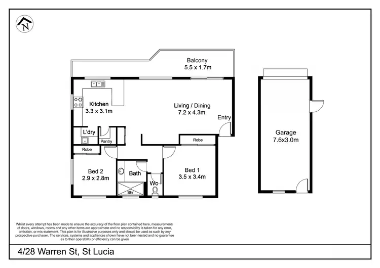 Floorplan of Homely apartment listing, 4/28 Warren Street, St Lucia QLD 4067