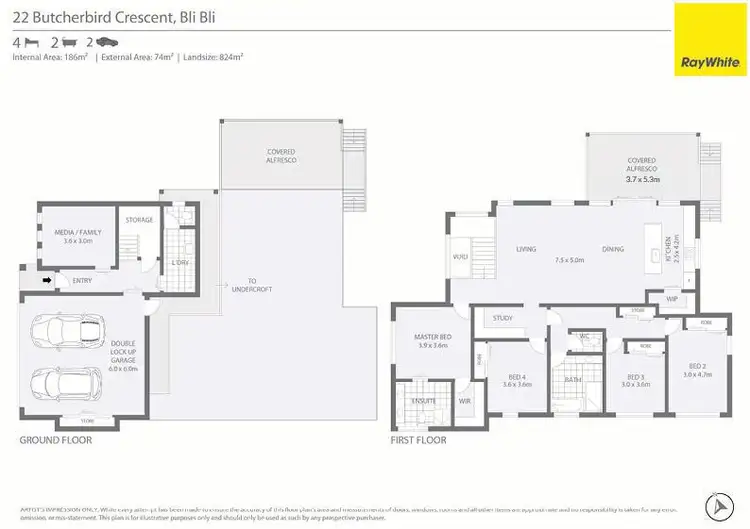 Floorplan of Homely house listing, 22 Butcherbird Crescent, Bli Bli QLD 4560