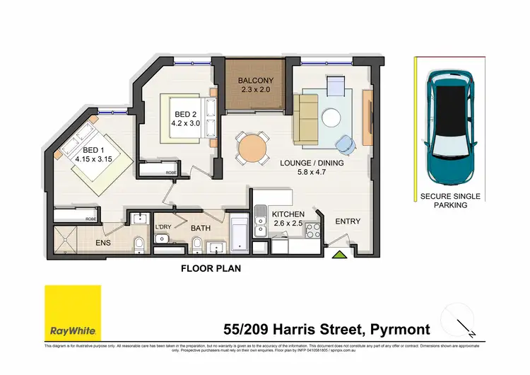 Floorplan of Homely apartment listing, 55/209 Harris Street, Pyrmont NSW 2009