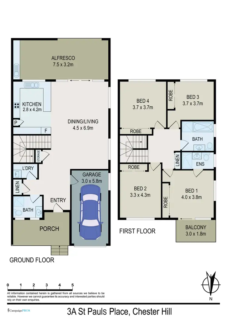Floorplan of Homely semi-detached listing, 3A St Pauls Place, Chester Hill NSW 2162