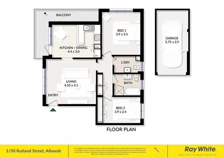 Floorplan of Homely unit listing, 1/50 Rutland Street, Allawah NSW 2218