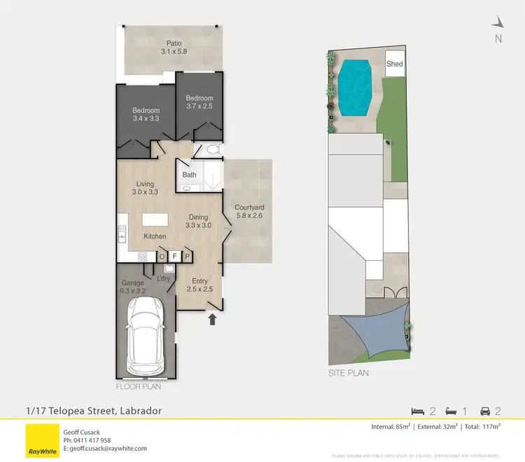 Floorplan of Homely semi-detached listing, 1/17 Telopea Street, Labrador QLD 4215