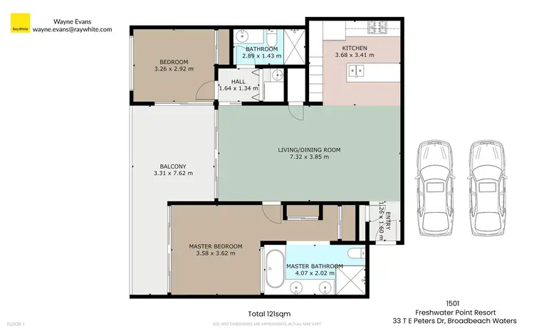 Floorplan of Homely apartment listing, 1501/33 T E Peters Drive, Broadbeach Waters QLD 4218