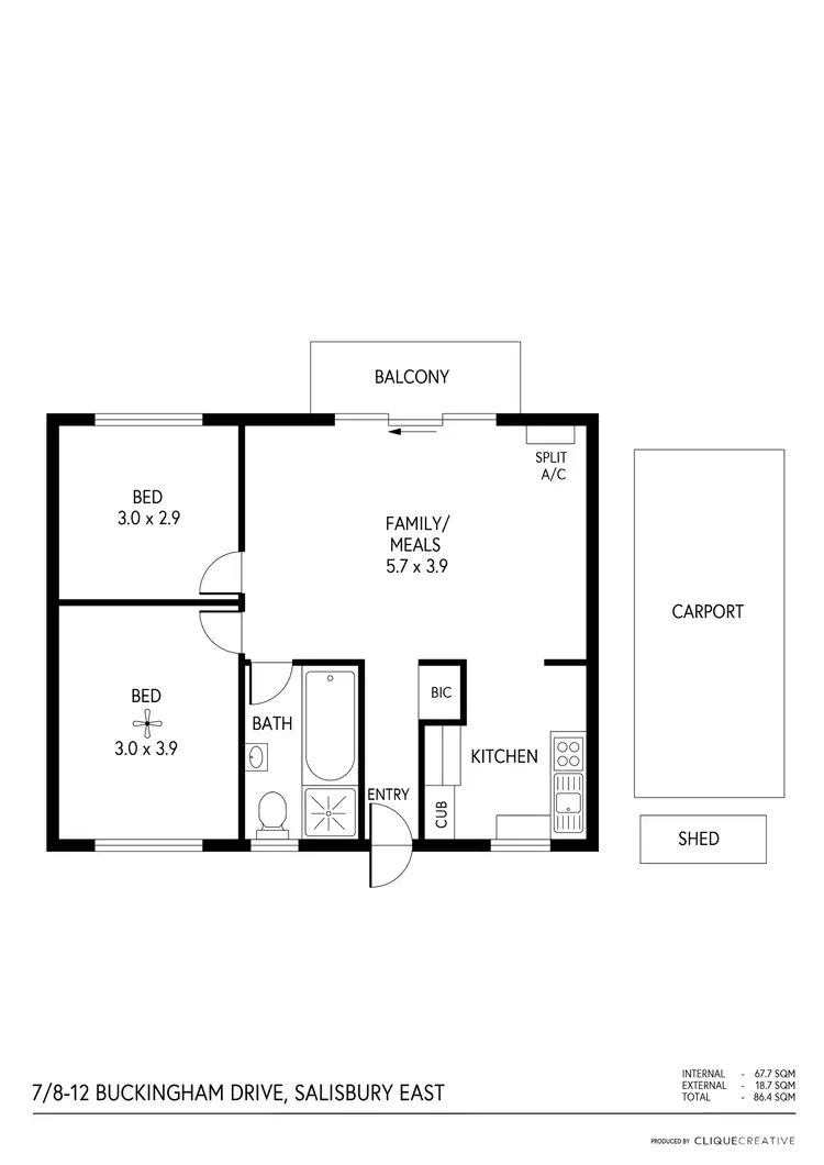 Floorplan of Homely unit listing, 7/8-12 Buckingham Drive, Salisbury East SA 5109