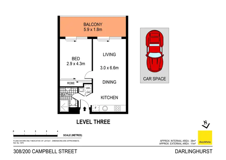 Floorplan of Homely apartment listing, 308/200 Campbell Street, Darlinghurst NSW 2010