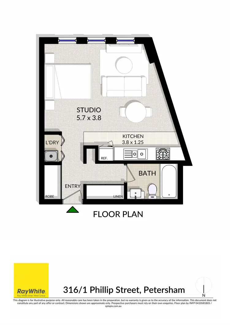 Floorplan of Homely studio listing, 316/1 Phillip Street, Petersham NSW 2049