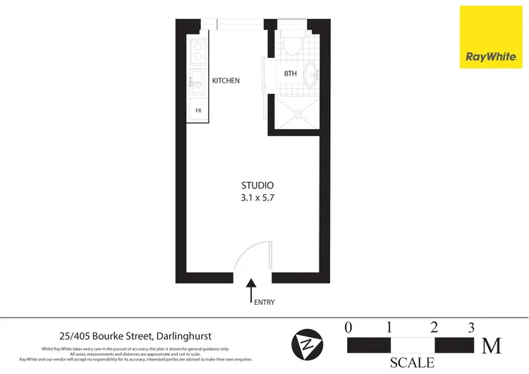 Floorplan of Homely studio listing, 25/397-405 Bourke Street, Surry Hills NSW 2010