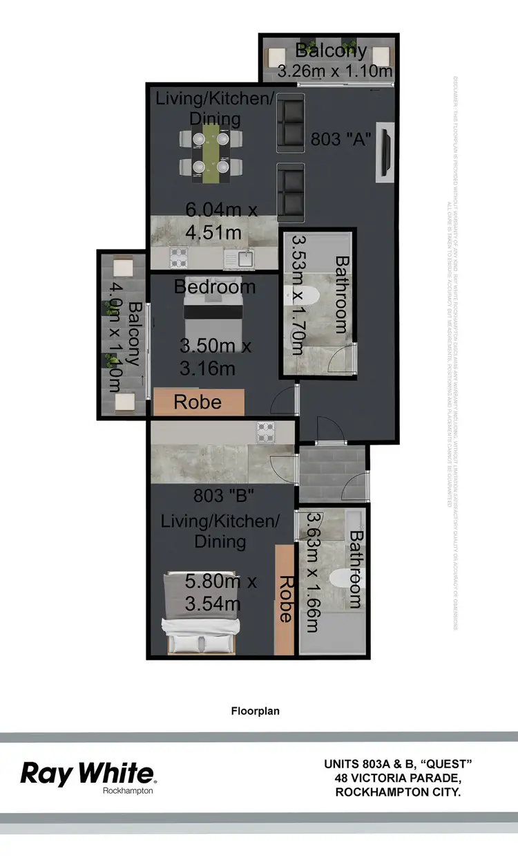 Floorplan of Homely apartment listing, 803/48 Victoria Parade, Rockhampton City QLD 4700