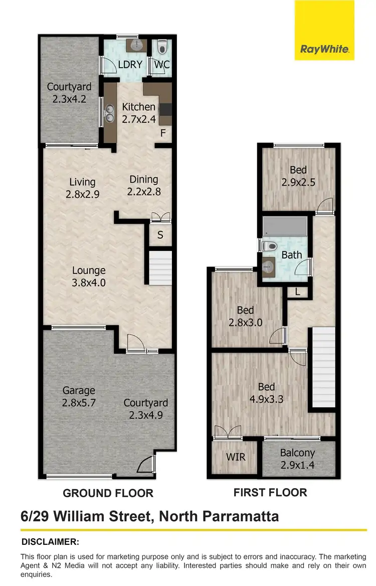 Floorplan of Homely townhouse listing, 6/29 William Street, North Parramatta NSW 2151