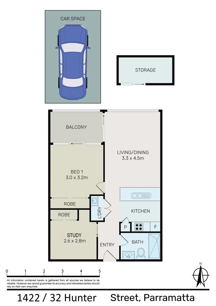 Floorplan of Homely apartment listing, 1422/32 Hunter Street (AKA 1422/45 Macquarie St), Parramatta NSW 2150