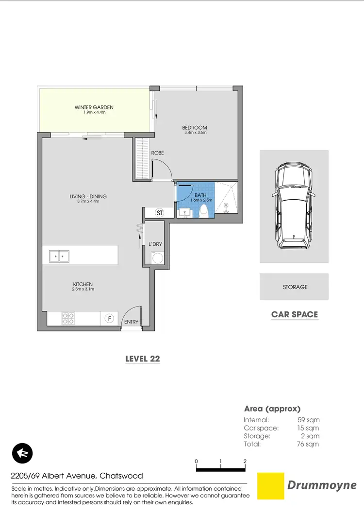 Floorplan of Homely apartment listing, 2205/69 Albert Avenue, Chatswood NSW 2067